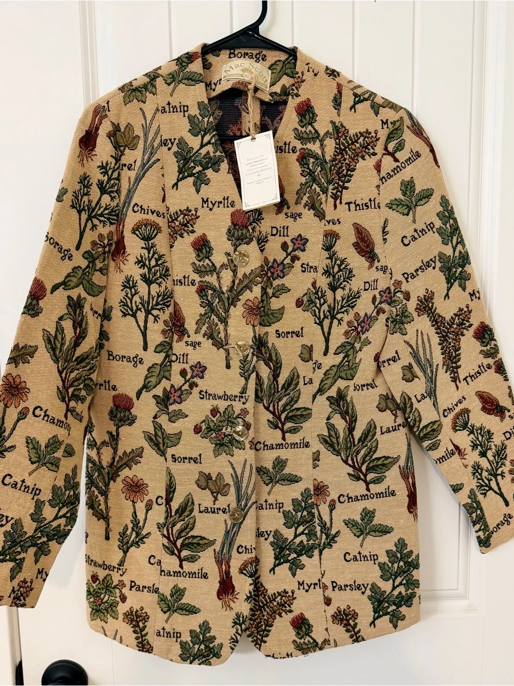 1990s Botanical Mint Condition Tapestry Blazer - Picture 4 of 14